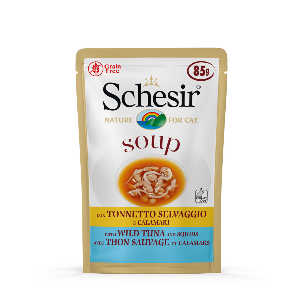 Schesir Kattenvoer Wilde Tonijn - Inktvis Soup 85 gr