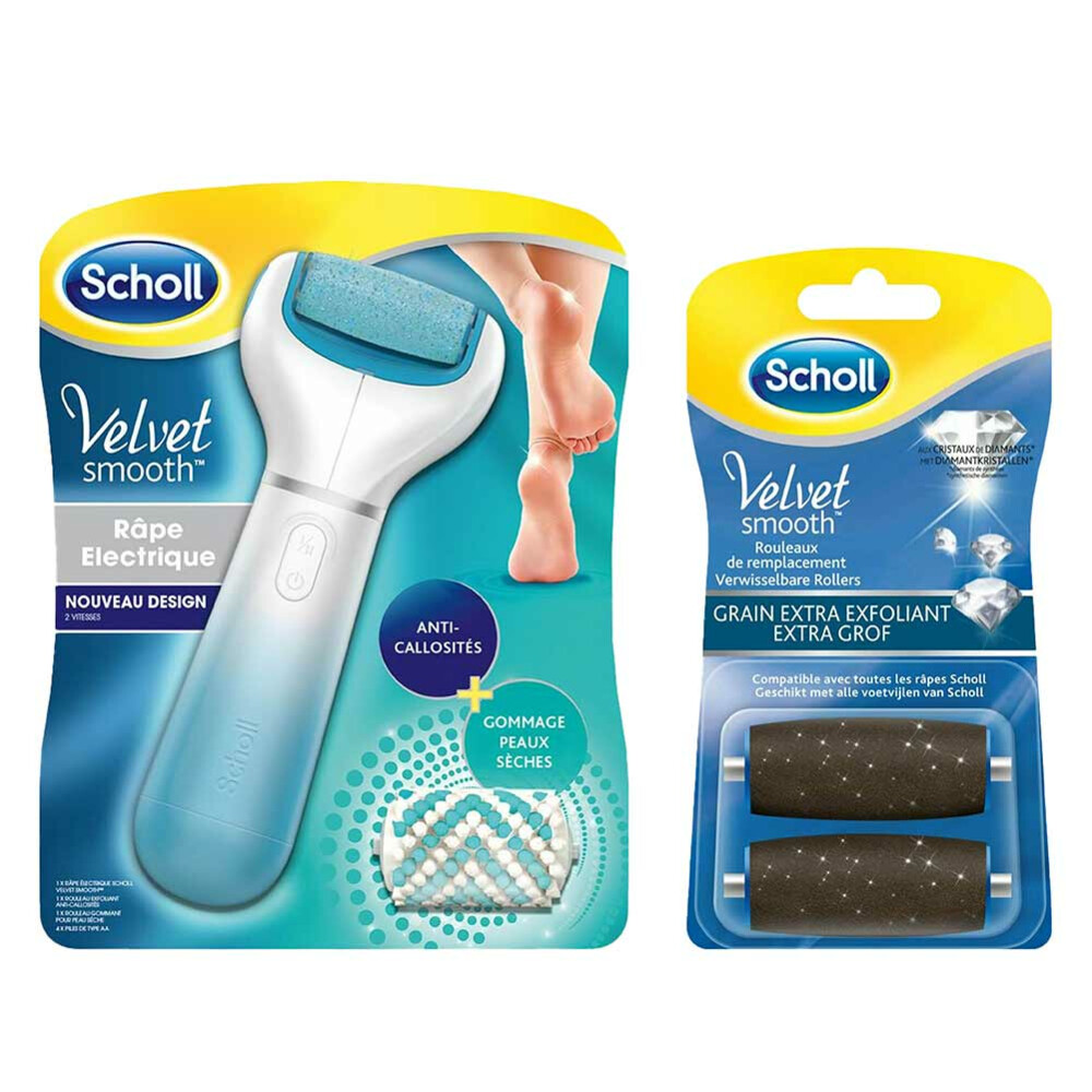 Scholl Elektrische Voetvijl Velvet Smooth en Navulling Extra Grof Pakket