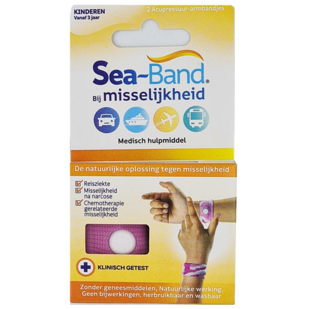 Sea Band Polsband Bij Misselijkheid Kinderen Roze 1 paar