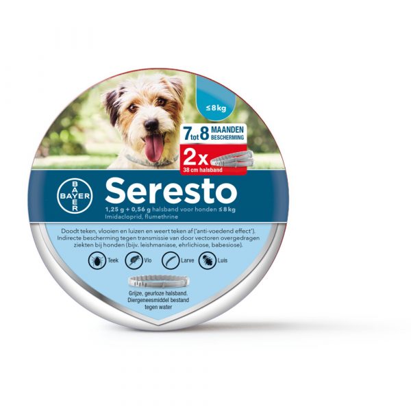 Seresto Anti Teken en Vlooien Halsband Hond 2-Pack tot 8 kg 38 cm