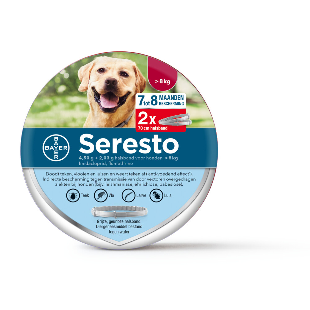 Seresto Anti Teken en Vlooien Halsband Hond 2-Pack vanaf 8 kg 70 cm