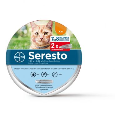 Seresto Anti Vlooien en Teken Halsband Kat 2-Pack tot 8 kg 38 cm