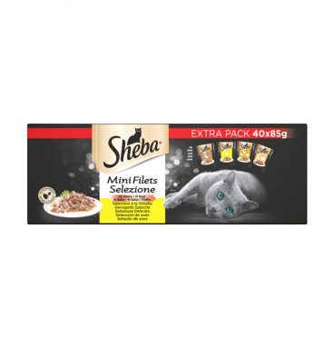 Sheba Mini Filets Pouch Multipack Gevogelte Selectie 40 x 85 gr