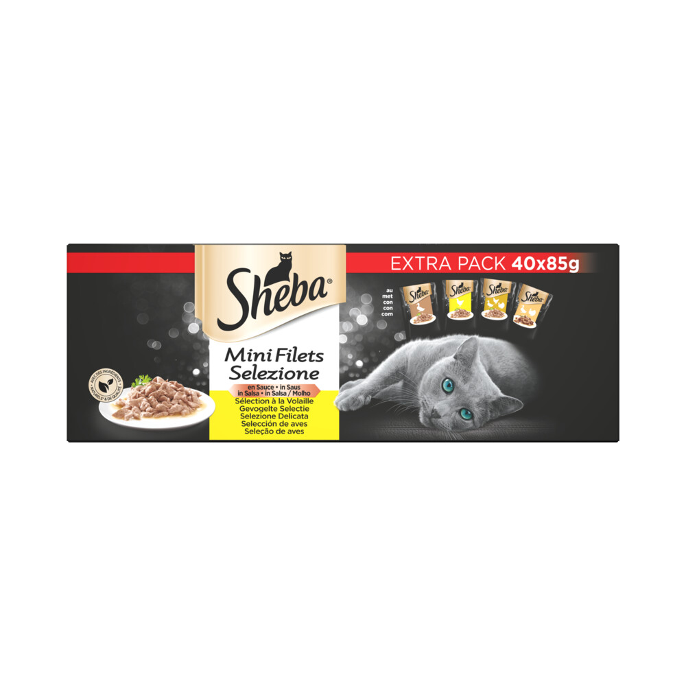 Sheba Mini Filets Pouch Multipack Gevogelte Selectie 40 x 85 gr