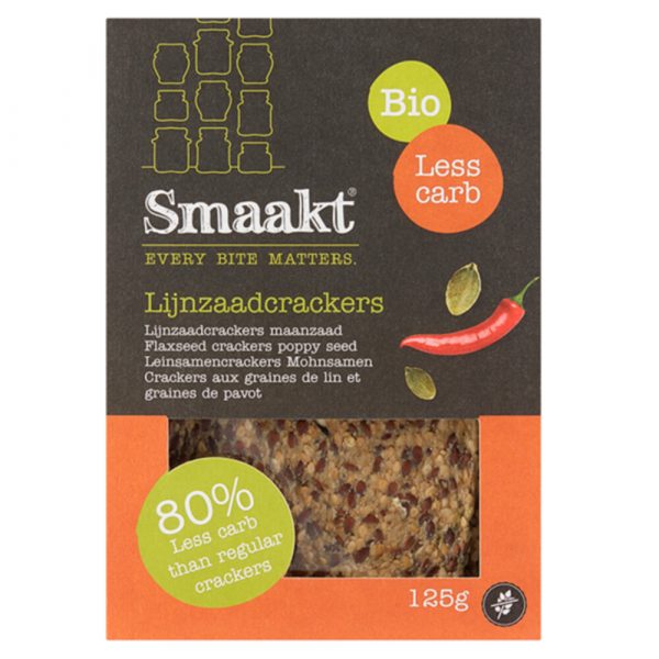 3x Smaakt Lijnzaad Crackers Less Carb 125 gr