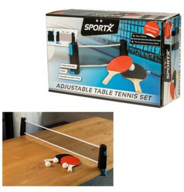 SportX Oprolbare Tafeltennisnet + 2 Bats