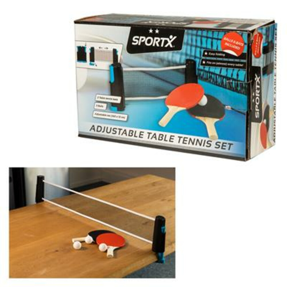 SportX Oprolbare Tafeltennisnet + 2 Bats