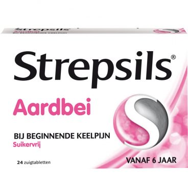 Strepsils Zuigtabletten Aardbei Suikervrij 24 tabletten