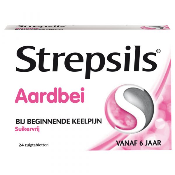 Strepsils Zuigtabletten Aardbei Suikervrij 24 tabletten