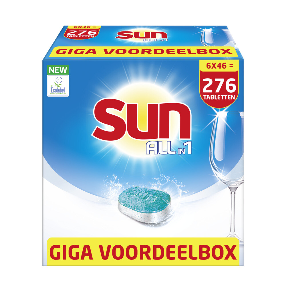 Sun Vaatwastabletten All-in-1 Normaal Giga Voordeelbox 276 stuks