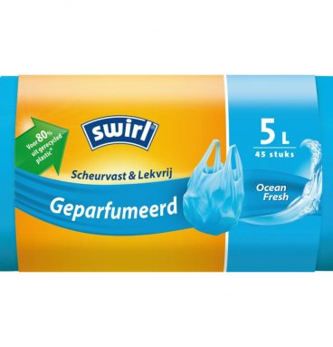 12x Swirl Pedaalemmerzakken Geparfumeerd Ocean Fresh 5 liter 45 stuks