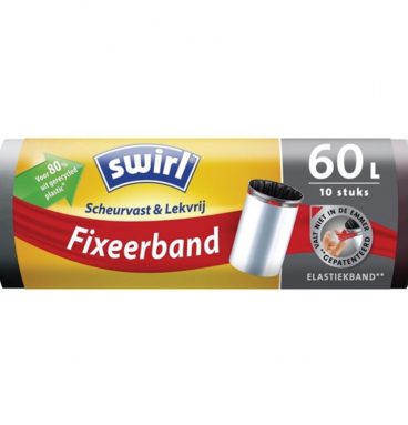 Swirl Pedaalemmerzakken met Fixeerband 60 liter 10 stuks