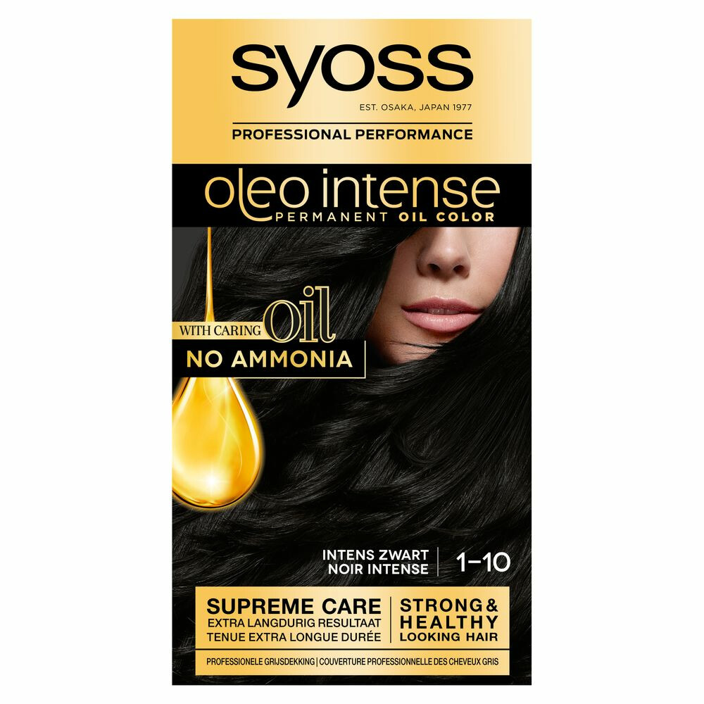 3x Syoss Oleo Intense 1-10 Intens Zwart Haarverf