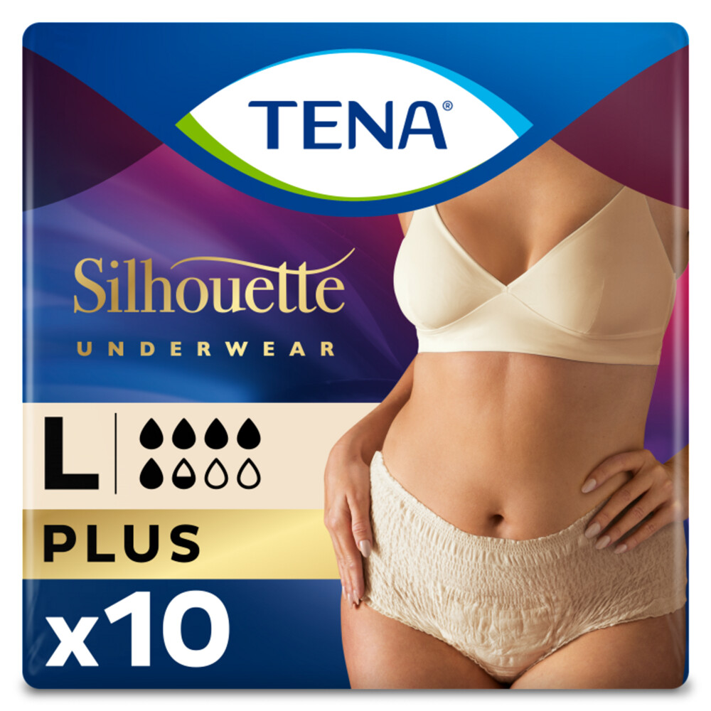 4x TENA Pants Silhouette Plus Crème Hoge Taille Large 10 stuks