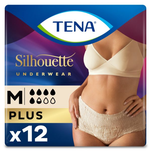 4x TENA Pants Silhouette Plus Crème Hoge Taille Medium 12 stuks