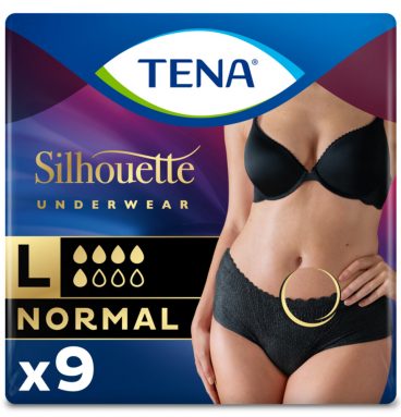 6x TENA Pants Silhouette Zwart Normal Lage Taille Large 8 stuks