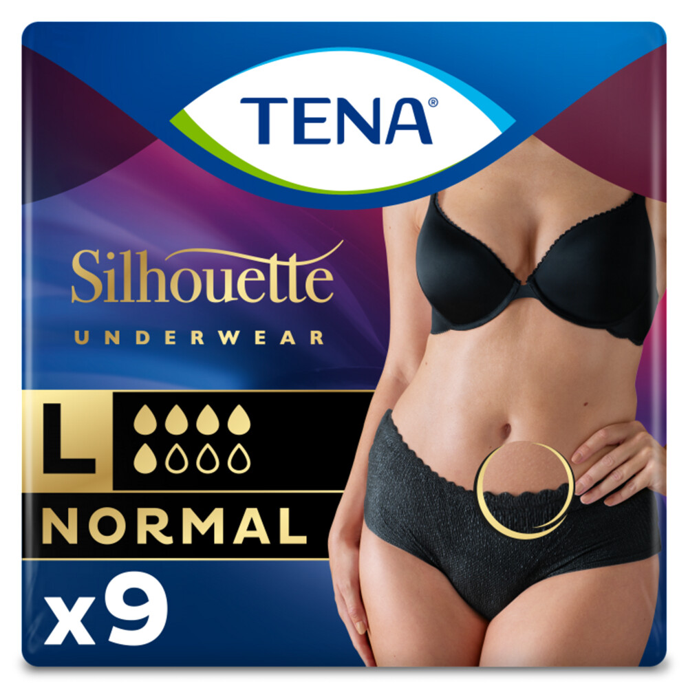 6x TENA Pants Silhouette Zwart Normal Lage Taille Large 8 stuks