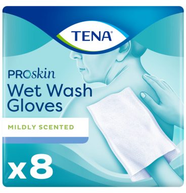 3x TENA Wet Wash Glove Mild Geparfumeerd 8 stuks