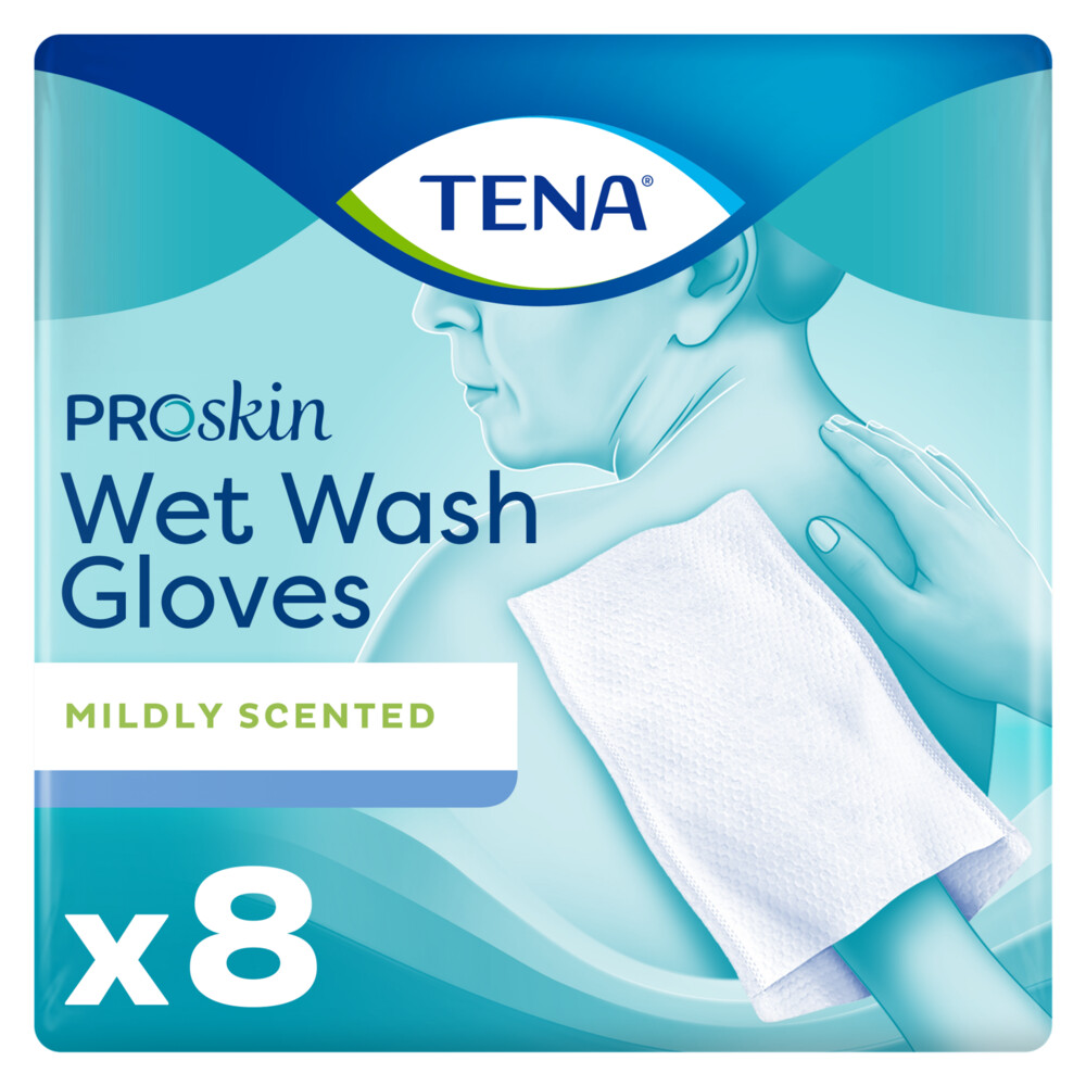 3x TENA Wet Wash Glove Mild Geparfumeerd 8 stuks