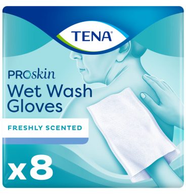 3x TENA Wet Wash Handschoen Frisse Geur 8 stuks