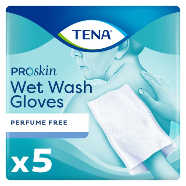 3x TENA Wet Wash Handschoen Zonder Parfum 5 stuks