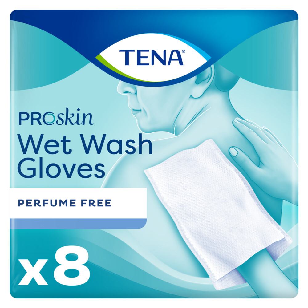 TENA Wet Wash Handschoen Zonder Parfum 8 stuks