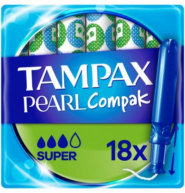 8x Tampax Pearl Compak Super Tampons met Inbrenghuls 18 stuks