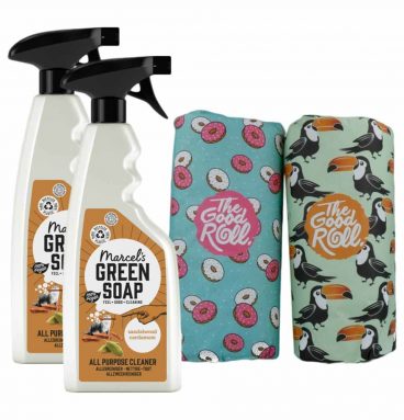 The Good Roll en Marcel's Green Soap Sandelhout&Kardemom Schoonmaak Pakket