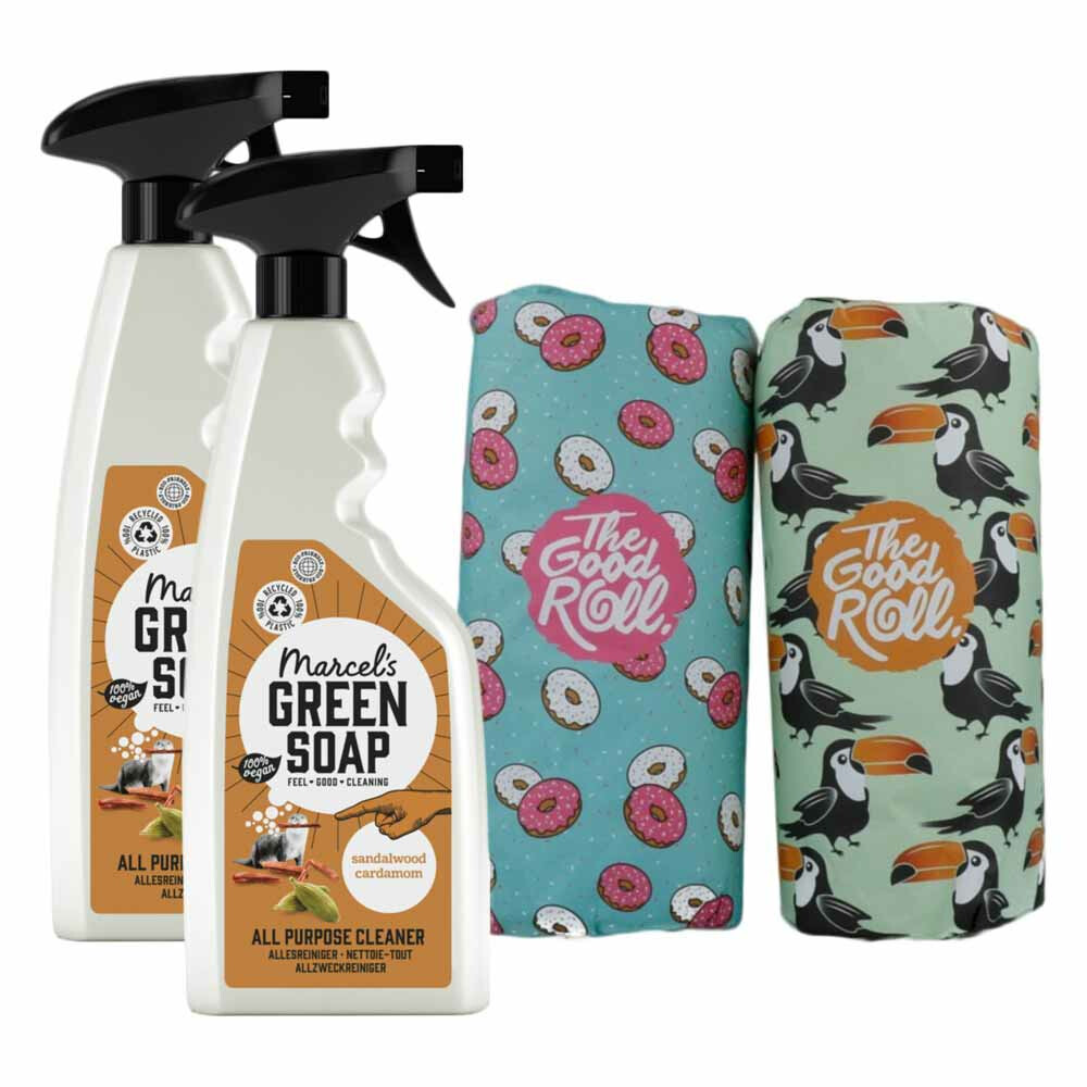 The Good Roll en Marcel's Green Soap Sandelhout&Kardemom Schoonmaak Pakket