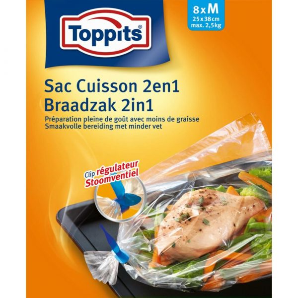 20x Toppits Braad- en Stoomzakken 2-in-1 8 stuks