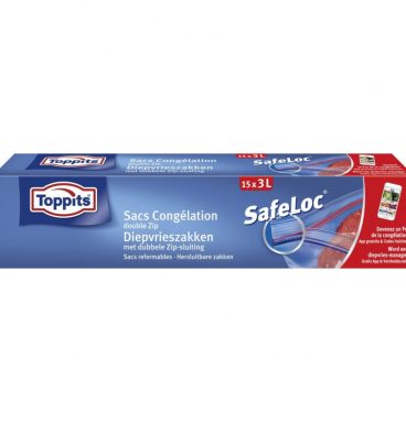 Toppits Safeloc Zip-Diepvrieszakken 3 liter 15 zakken