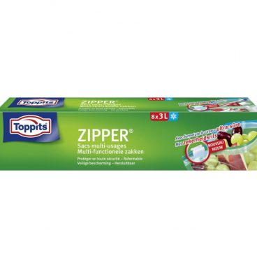 12x Toppits Zipper Multi-Functionele Zakken 3 liter 8 stuks