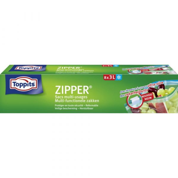 12x Toppits Zipper Multi-Functionele Zakken 3 liter 8 stuks