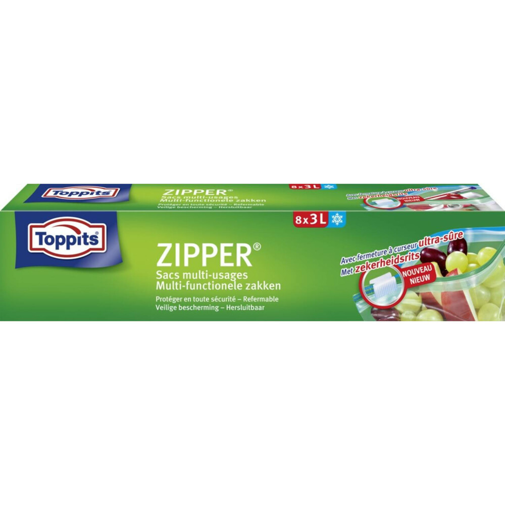 12x Toppits Zipper Multi-Functionele Zakken 3 liter 8 stuks