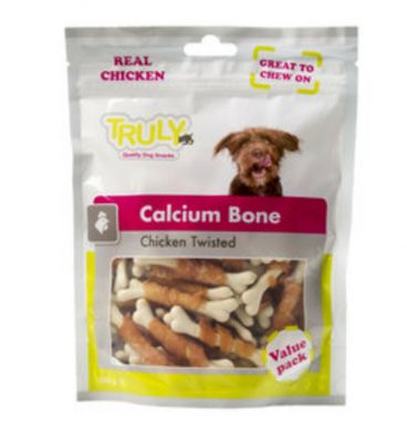 15x Truly Hondensnack Calcium Bone Chicken Twisted 90 gram