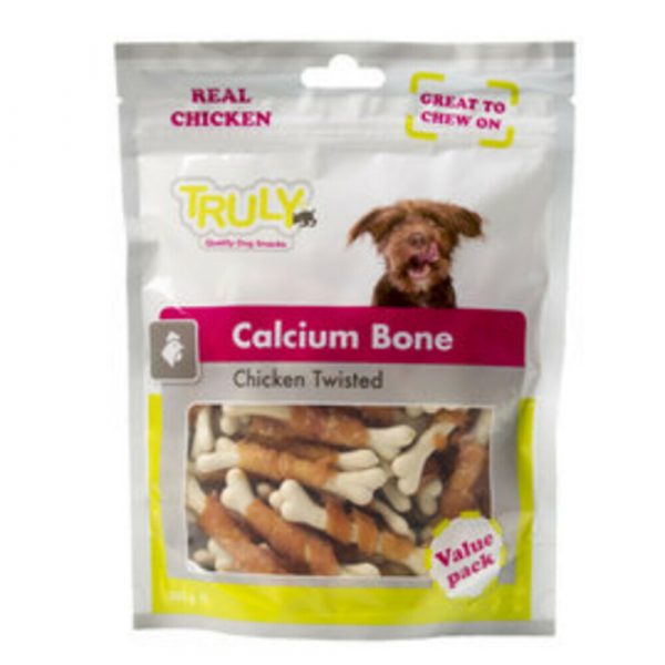 15x Truly Hondensnack Calcium Bone Chicken Twisted 90 gram