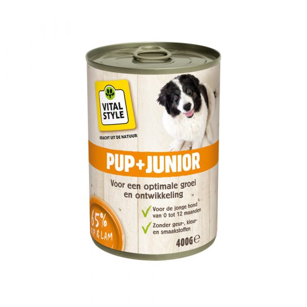 6x VITALstyle Hondenvoer Blik Puppy - Junior 400 gr