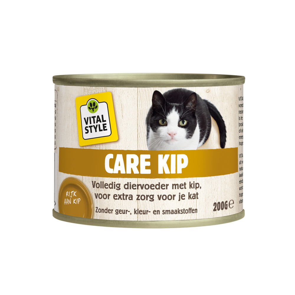 6x VITALstyle Kattenvoer Blik Care Kip 200 gr