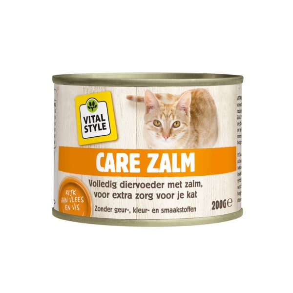 6x VITALstyle Kattenvoer Blik Care Zalm 200 gr