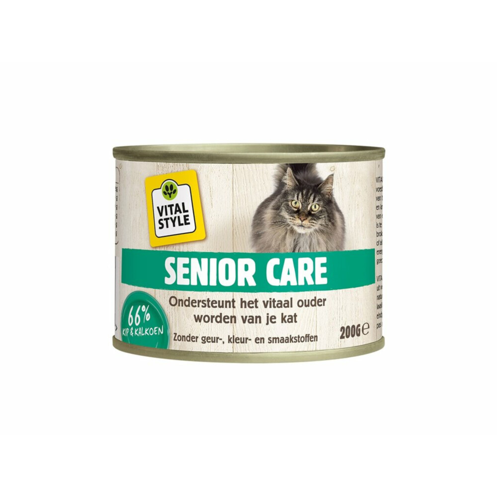 6x VITALstyle Kattenvoer Blik Senior 200 gr