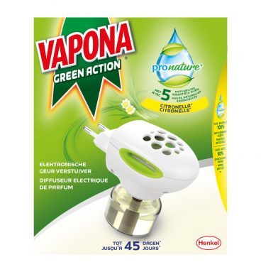 12x Vapona Pronature Green Action Elektronische Parfum Verstuiver 45 nachten