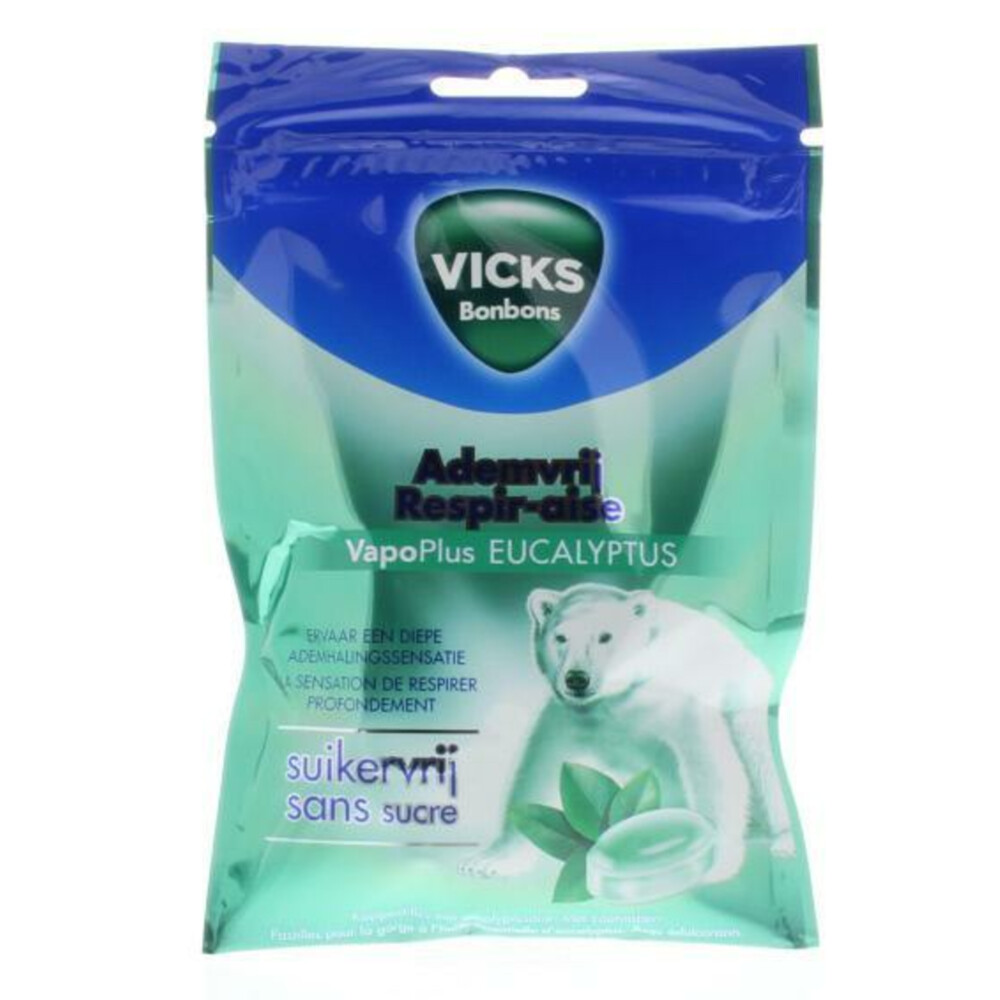 3x Vicks Ademvrij Eucalyptus Suikervrij 72 gr