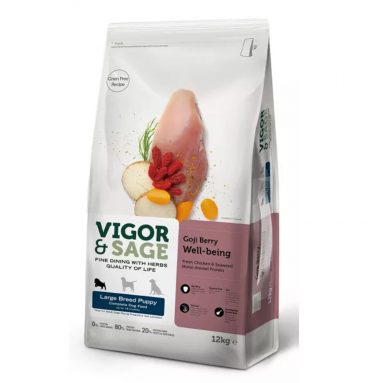 Vigor&Sage Hondenvoer Large Breed Puppy Well-Being Gojiberry 12 kg