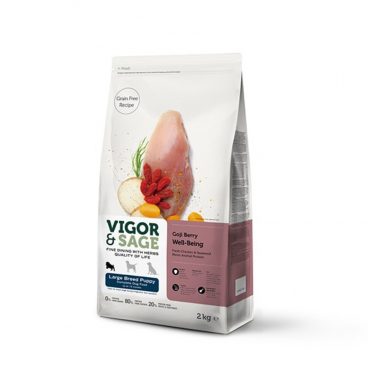 4x Vigor&Sage Hondenvoer Large Breed Puppy Well-Being Gojiberry 2 kg