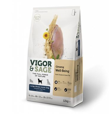 Vigor&Sage Hondenvoer Large Breed Well-Being Ginseng 12 kg