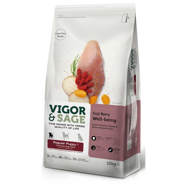 Vigor&Sage Hondenvoer Regular Puppy Well-Being Gojiberry 12 kg