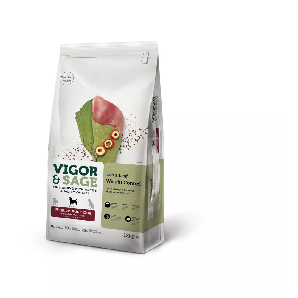 Vigor&Sage Hondenvoer Regular Weight Control Lotus Leaf 12 kg