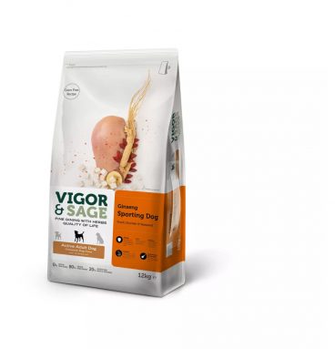 Vigor&Sage Hondenvoer Sport en Actief Ginseng 12 kg