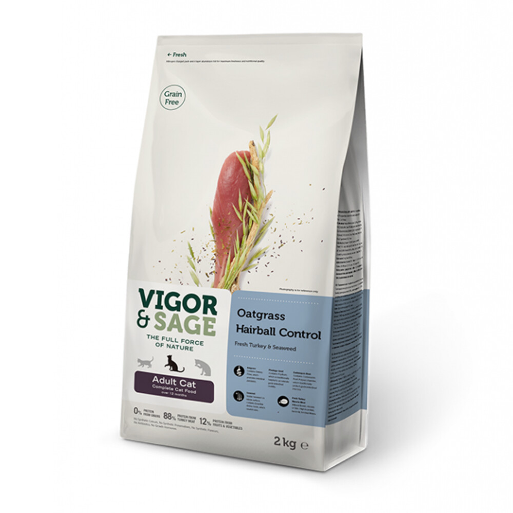 Vigor&Sage Kattenvoer Hairball Control Oatgrass 2 kg