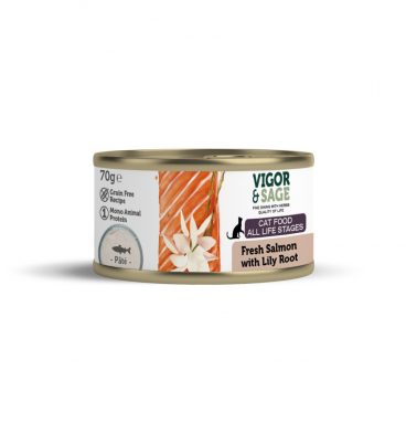 12x Vigor&Sage Kattenvoer Vers-in-Blik Zalm - Lily Root 70 gr